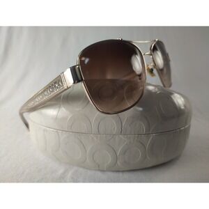 Coach Sunglasses Women 7064 L151 Light Gold Brown Aviator 56-16 135
